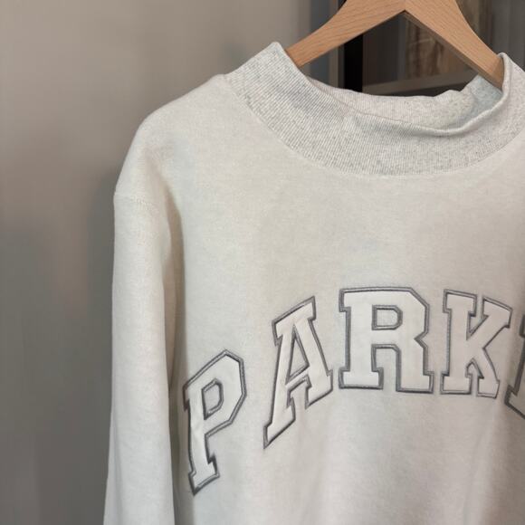 PARKE Inside Out Fleece Mockneck NEW White Gray Pullover Sweatshirt Size L XL - Picture 4 of 7
